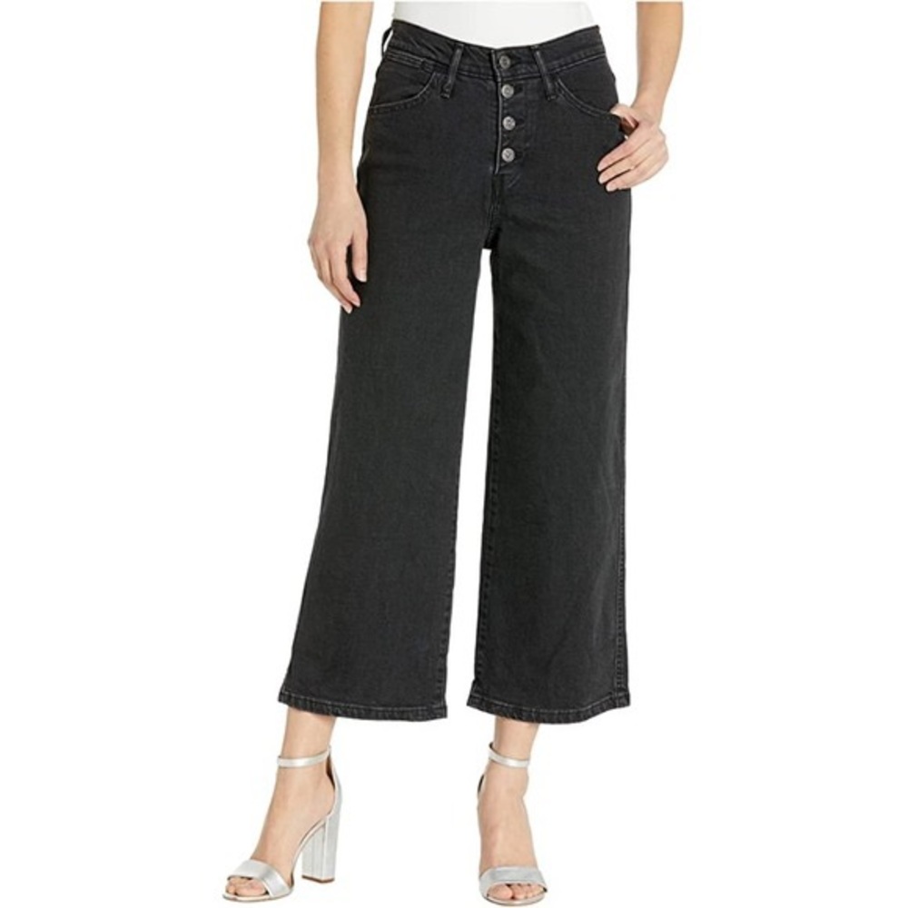 Levis high rise wide leg ankle crop black jeans